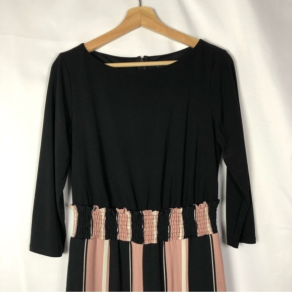Chetta B Black & Pink Stripe Wide Leg Long Sleeve Jumpsuit XS - Picture 3 of 6